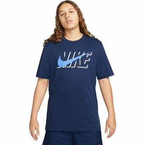 Nike NSW TEE SWOOSH BLOCK Pánske tričko, tmavo modrá, veľkosť L