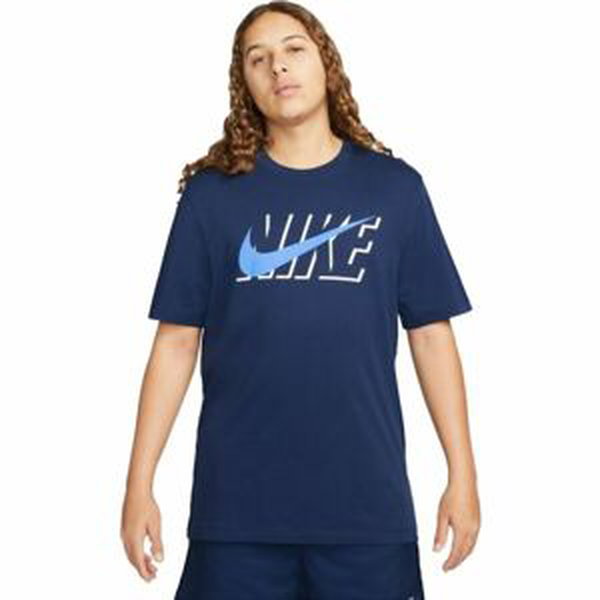 Nike NSW TEE SWOOSH BLOCK Pánske tričko, tmavo modrá, veľkosť M