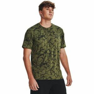 Under Armour UA RUSH ENERGY PRINT SS Pánske funkčné tričko, tmavo zelená, veľkosť S