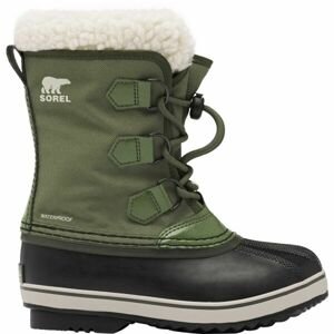 Sorel YOUTH PAC NYLON WP Detská zimná obuv, tmavo zelená, veľkosť 32
