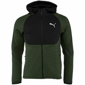 Puma EVOSTRIPE FULL ZIP HOODIE Pánska mikina, tmavo zelená, veľkosť