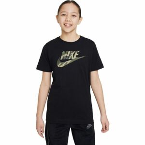 Nike NSW TEE CLUB CAMO Dievčenské tričko, čierna, veľkosť M