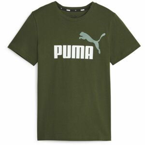 Puma ESS + 2 COL LOGO TEE Chlapčenské tričko, zelená, veľkosť 128