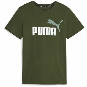 Puma ESS + 2 COL LOGO TEE Chlapčenské tričko, zelená, veľkosť 164