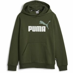 Puma ESS + 2 COL BIG LOGO HOODIE FL B Chlapčenská mikina, zelená, veľkosť 140