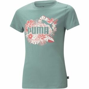 Puma ESS+ FLOWER POWER TEE G ADRIATIC Dievčenské tričko, zelená, veľkosť 128
