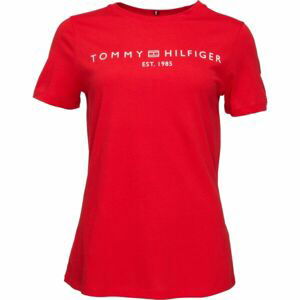Tommy Hilfiger LOGO CREW NECK Dámske tričko, červená, veľkosť L