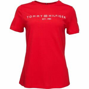Tommy Hilfiger LOGO CREW NECK Dámske tričko, červená, veľkosť S