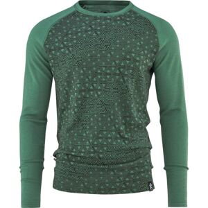 Bula GEO MERINO WOOL CREW Pánske tričko s dlhým rukávom, zelená, veľkosť XL