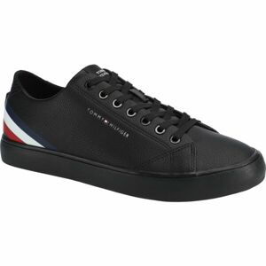 Tommy Hilfiger VULC CORE LOW LTH STRIPES Pánska tenisová obuv, čierna, veľkosť