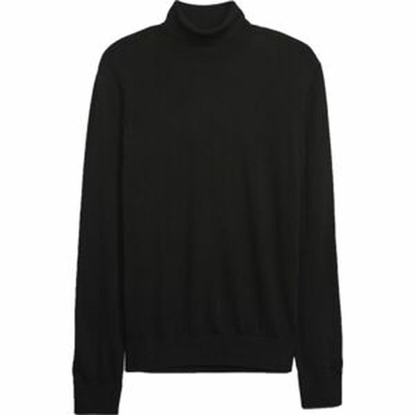 GAP MERINO TURTLENECK Pánsky vlnený sveter, čierna, veľkosť