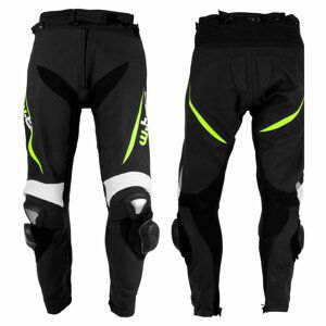 Pánske kožené moto nohavice W-TEC Vector čierna-fluo - 2XL