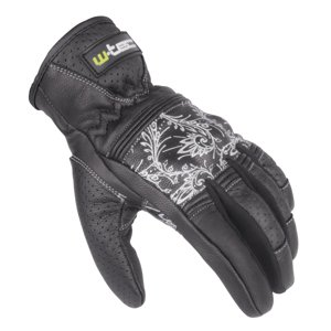 Dámske kožené moto rukavice W-TEC Polcique NF-4206 čierno-biela - XS