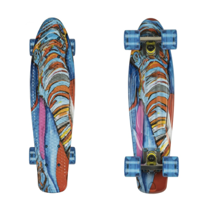 Pennyboard ArtFish Elephant 22" strieborná-transparentná modrá