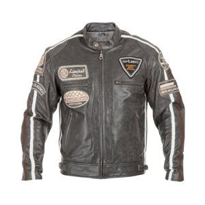 Pánska kožená moto bunda W-TEC Antique Cracker hnedo-šedá - 5XL