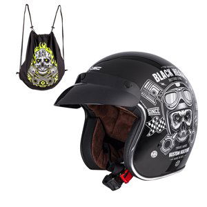 Moto prilba W-TEC Black Heart Kustom Starter, matne čierna - S (55-56)