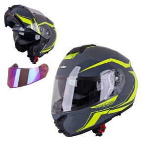 Výklopná moto prilba W-TEC FS-907 P/J grey-fluo yellow - XS (53-54)