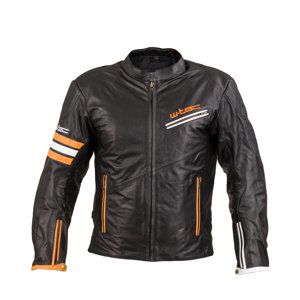 Kožená moto bunda W-TEC Brenerro Black-Orange-White - S