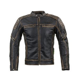 Kožená moto bunda W-TEC Mungelli vintage hnedá - 5XL rozšířená