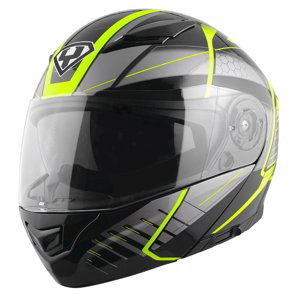 Výklopná moto prilba Yohe 950-16 black-fluo green - XS (53-54)