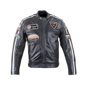 Pánska kožená moto bunda W-TEC Black Cracker čierna - 6XL