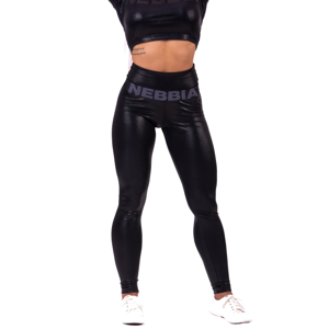 Dámske lesklé legíny Nebbia High waist "Sandra D" 656 Black - S