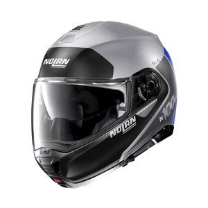 Moto prilba Nolan N100-5 Plus Distinctive N-Com P/J Flat Silver - M (57-58)