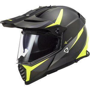 Moto prilba LS2 MX436 Pioneer Evo Router Matt Black H-V Yellow - M (57-58)