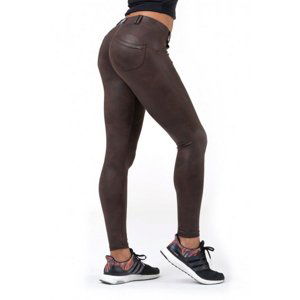 Dámské legíny Nebbia Leather Look Bubble Butt 538 Brown - S