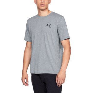 Pánske tričko Under Armour Sportstyle Left Chest SS Steel Light Heather/Black - M