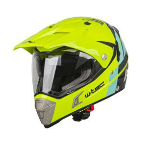 Moto prilba W-TEC Dualsport Fluo Yellow-Blue - L (59-60)