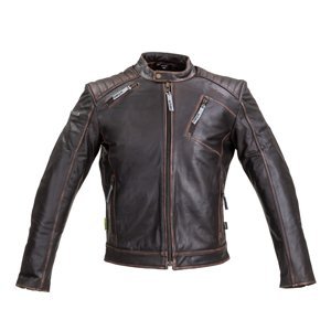 Kožená moto bunda W-TEC Embracer Vintage Dark Brown - XXL