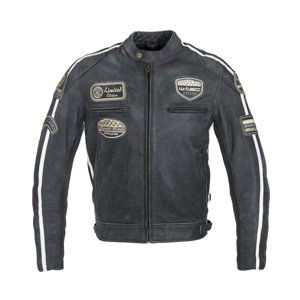 Pánska kožená moto bunda W-TEC Dark Grey Vintage tmavo šedá - XL