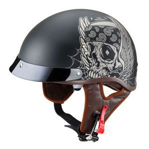 Moto prilba W-TEC Black Heart Longroad Wings Skull - L (59-60)