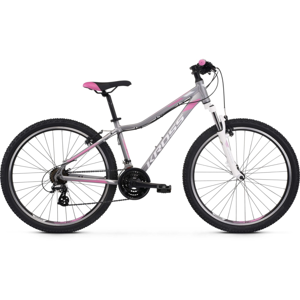 Dámsky horský bicykel Kross Lea 2.0 26" SR - model 2021 strieborná/ružová/biela - XS (15") - Záruka 10 rokov