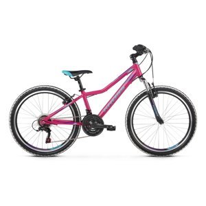 Juniorský dievčenský bicykel Kross LEA JR 1.0 7SP 24" - model 2021 ružová/modrá/fialová - 12" - Záruka 10 rokov