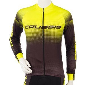 Cyklistický dres s dlhým rukávom Crussis čierna-fluo žltá - M