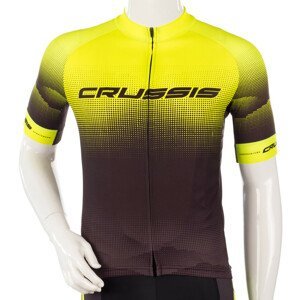 Cyklistický dres s krátkym rukávom Crussis čierna-fluo žltá - XL