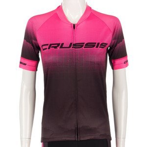 Dámsky cyklistický dres s krátkym rukávom Crussis čierno-ružová - XS