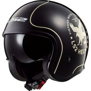 Moto prilba LS2 OF599 Spitfire Flier Black Gold Black Gold - L (59-60)