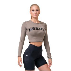 Dámsky crop top s dlhým rukávom Nebbia Sporty Hero 585 Mocha - XS