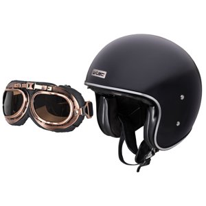 Moto prilba W-TEC Angeric Gloss Black s okuliarmi Steamrust Gloss Black - S (55-56)