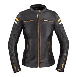 Dámska kožená moto bunda W-TEC Stripe Lady čierna - M