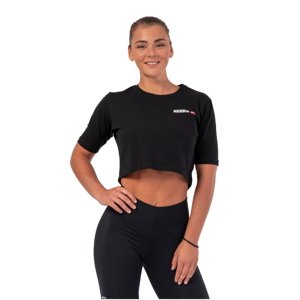 Dámsky voľný crop top Nebbia Minimalist Logo 600 Black - S