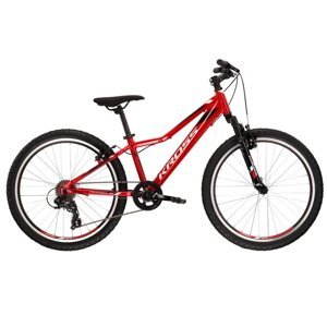 Juniorský bicykel Kross Hexagon JR 1.0 24" - model 2022 červená/biela/čierna - 13"