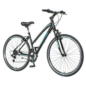 Dámsky crossový bicykel Visitor Terra 28" - model 2021 čierno-tyrkysová - 18"