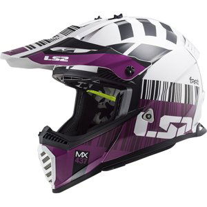 Moto prilba LS2 MX437 Fast Evo XCode Gloss White Violet - L (59-60)