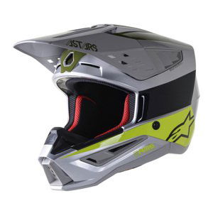 Moto prilba Alpinestars S-M5 Bond strieborná/žltá fluo/zelená lesklá 2022 XXL (63-64)