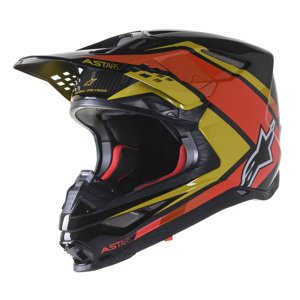 Moto prilba Alpinestars Supertech S-M10 Carbon Meta2 MIPS čierna/žltá/oranžová lesklá 2022 XXL (63-64)