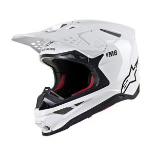 Moto prilba Alpinestars Supertech S-M8 Solid MIPS biela lesklá 2022 S (55-56)